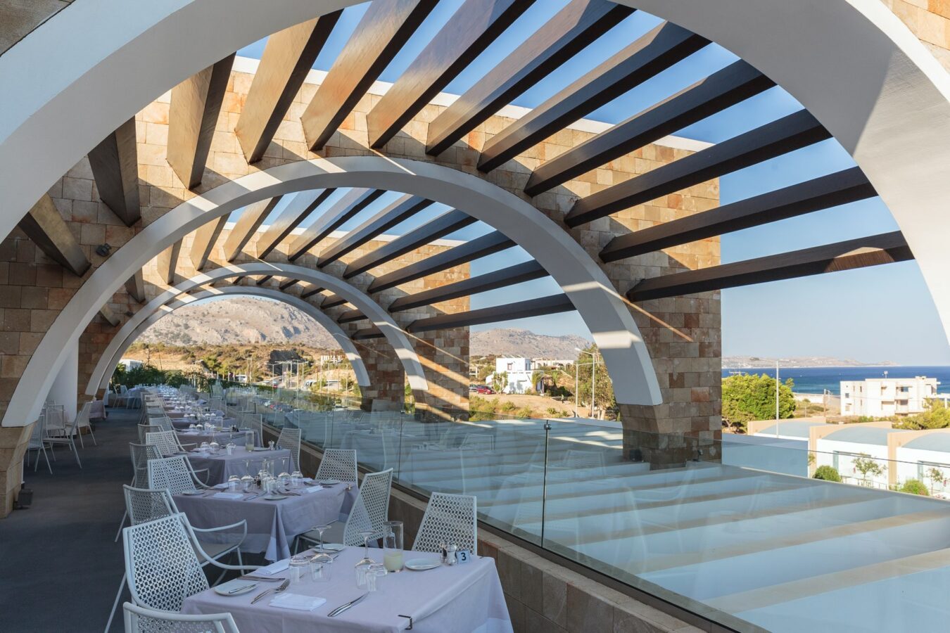 Princess Andriana Resort & Spa outdoor restaurant for ultra all-inclusive holidays in Rhodes by H Hotels Collection