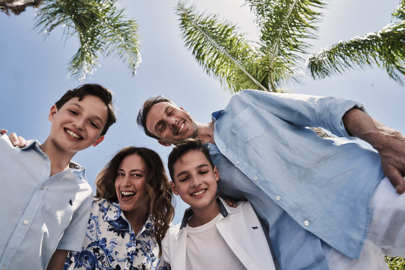 Family taking a happy selfie during their Rhodes Family Holidays with H Hotels Collection.