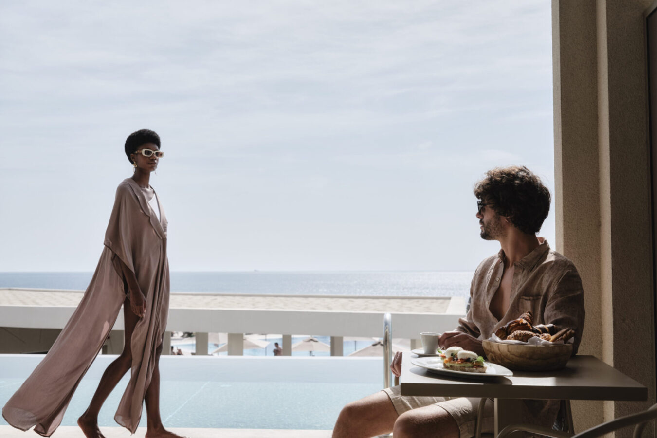 Couple pictured at Mayia Exclusive Resort & Spa by H Hotels Collection, having selected the adults only all-inclusive resort after deciding which hotel in Rhodes should they choose.